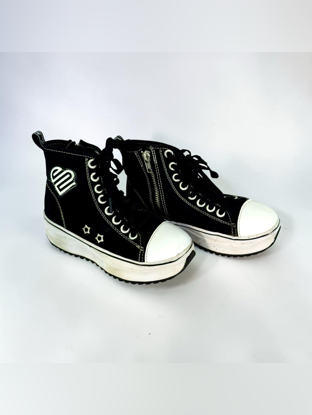 Justice Sport Black & White Ankle High Girls Canvas Sneakers